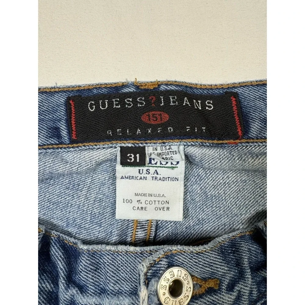 Vintage 90s Guess Jeans 151 Relaxed Fit 31x32 Made in USA Blue Denim Baggy